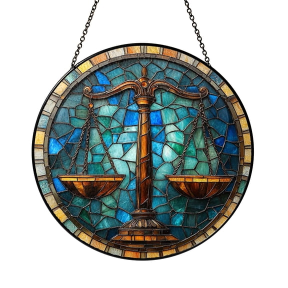 Classic Balance Scale Stained Glass Style Window Decor – Suncatcher