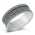 thumbnail image 1 of Classic Bali Wavy Line Boho Ring .925 Sterling Silver Band Jewelry Female Male Unisex Size 7, 1 of 4