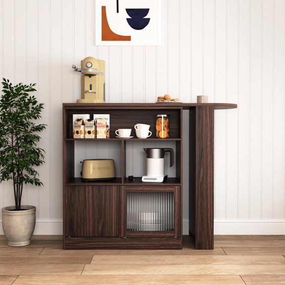 Classic Bar Table - Open Shelves with Side Guardrails for Storage