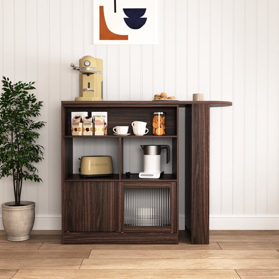 Classic Bar Table - Storage Shelves with Guardrails to Prevent Falling