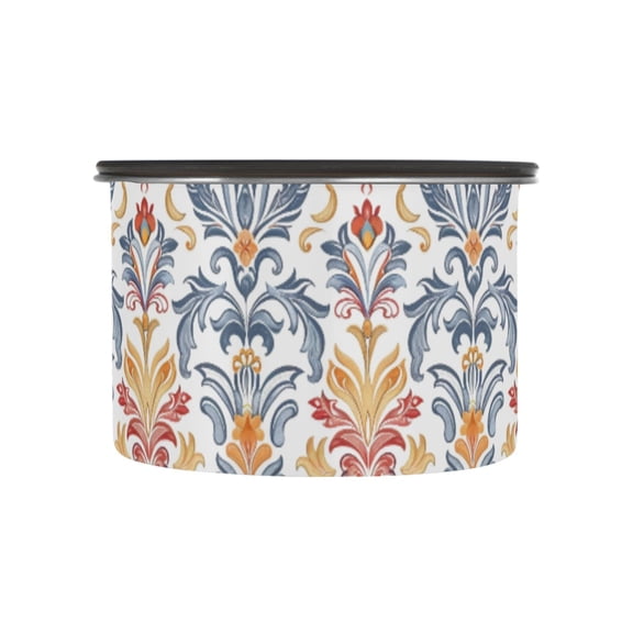 Classic Baroque Floral Airtight Coffee Bean Canister 17oz Food Storage Containers with Lids For Gournd, Tea, Sugar, Flour, Rice, Cereal, Candy Cookie Jar