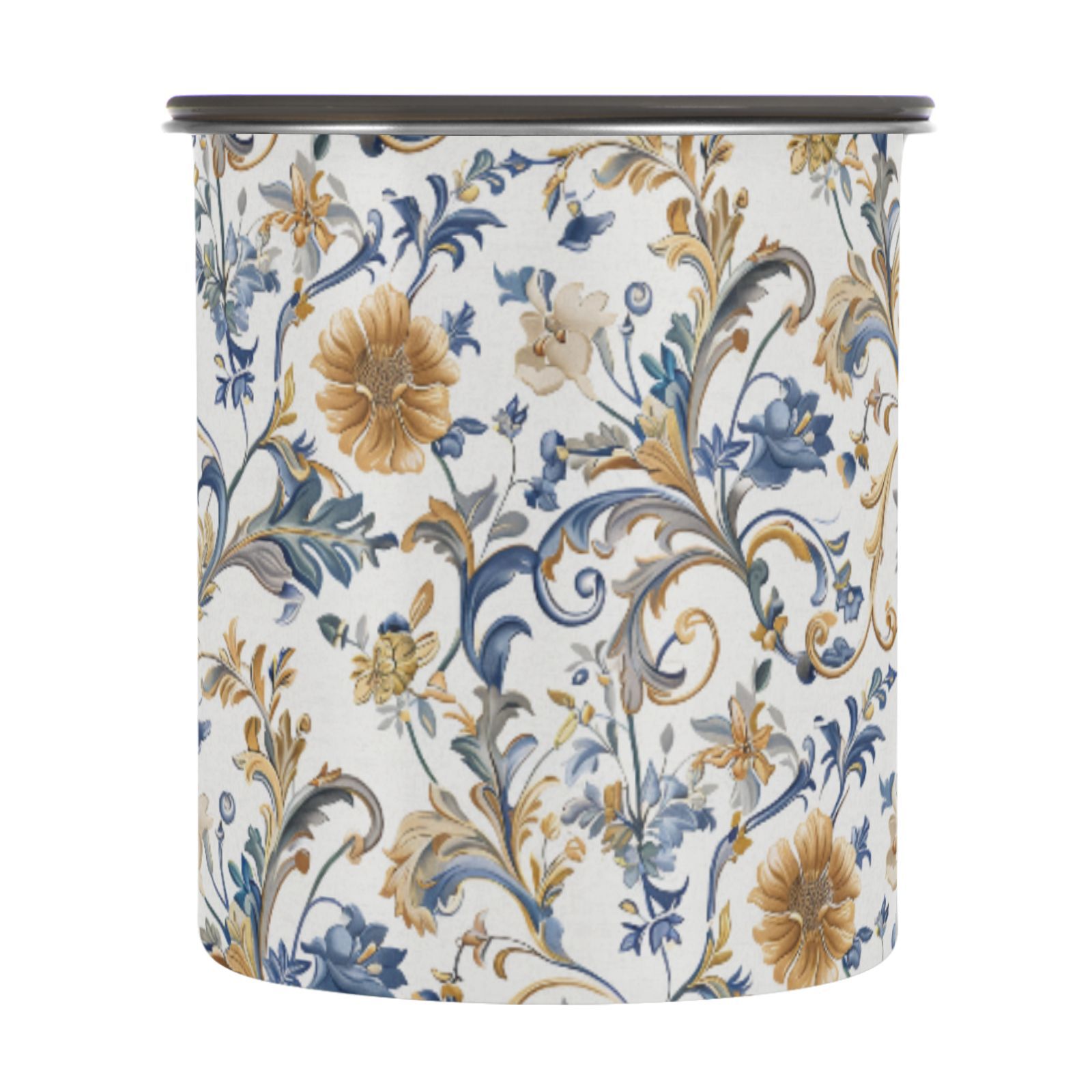 Classic Baroque Florals Airtight Coffee Bean Canister 30oz Food Storage Containers with Lids For Gournd, Tea, Sugar, Flour, Rice, Cereal, Candy Cookie Jar