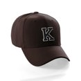 thumbnail image 1 of Classic Baseball Hat Custom A to Z Initial Team Letter, Brown Cap White Black Letter K, 1 of 3