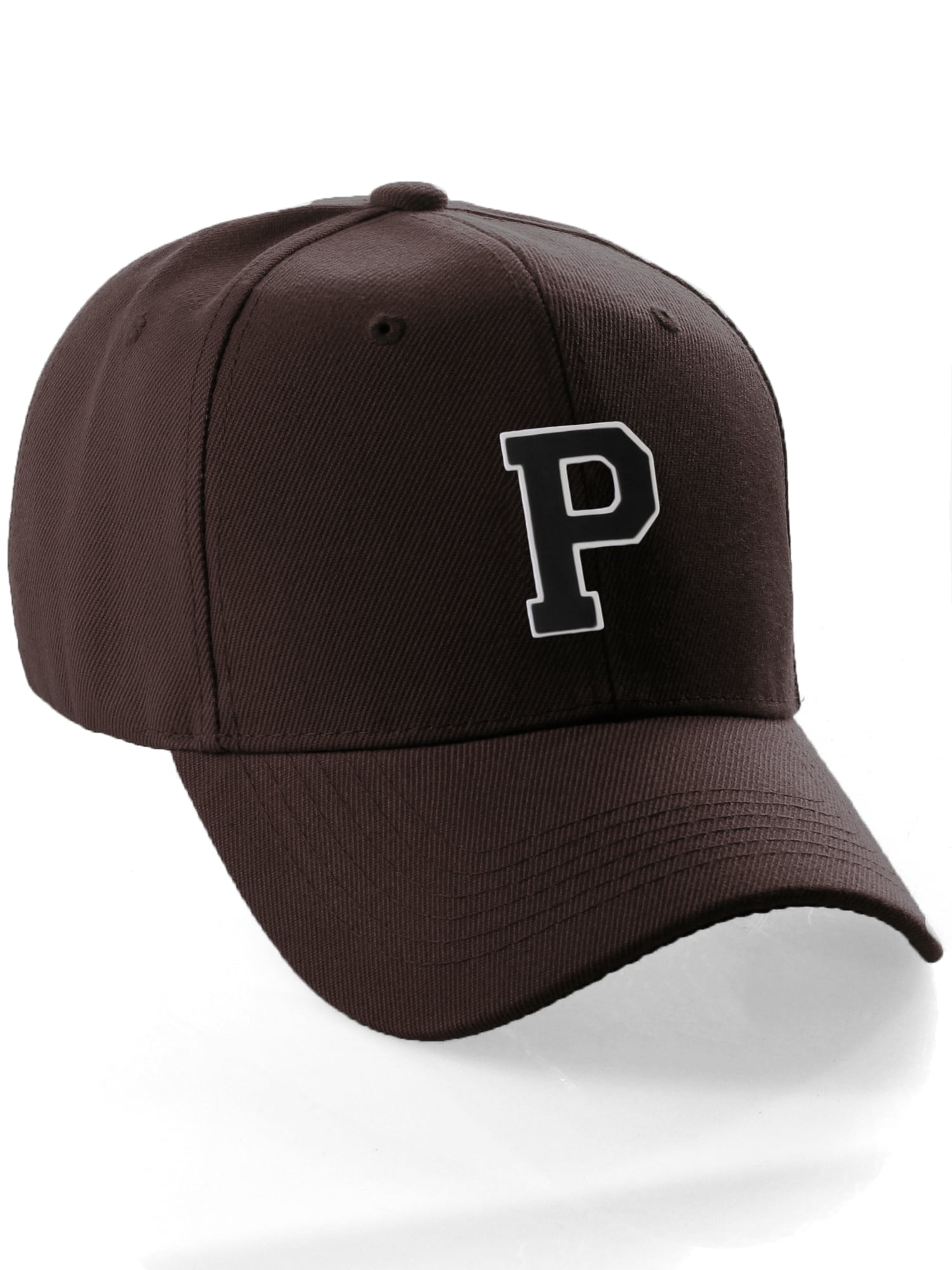 Classic Custom A-Z Initial Team Baseball Hat, Brown Cap with