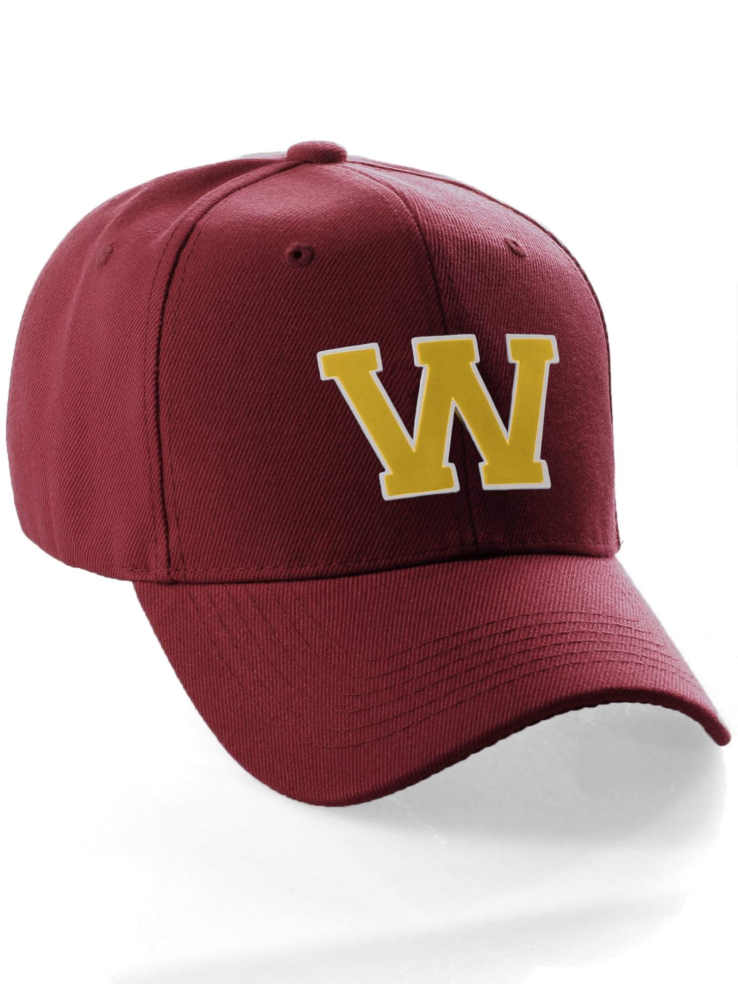 Classic Baseball Hat Custom A to Z Initial Team Letter, Burgundy Cap ...