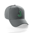 thumbnail image 1 of Classic Baseball Hat Custom A to Z Initial Team Letter, Charcoal Cap White Green Letter J, 1 of 5