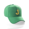 thumbnail image 1 of Classic Baseball Hat Custom A to Z Initial Team Letter, Green Cap White Gold Letter J, 1 of 5