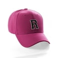 thumbnail image 1 of Classic Baseball Hat Custom A to Z Initial Team Letter, Hot Pink Cap White Black Letter R, 1 of 3