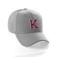 thumbnail image 1 of Classic Baseball Hat Custom A to Z Initial Team Letter, Lt Gray Cap White Red Letter K, 1 of 5