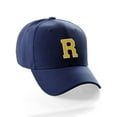 thumbnail image 1 of Classic Baseball Hat Custom A to Z Initial Team Letter, Navy Cap White Gold Letter R, 1 of 4