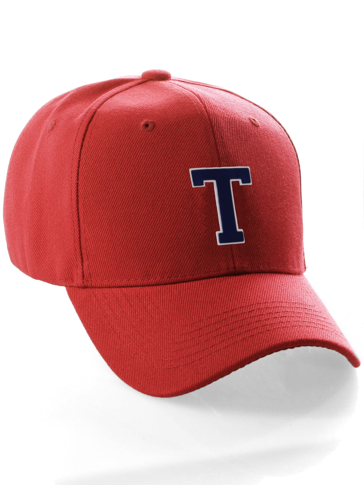 Red Baseball Cap with Navy \'TPA\' Applique Classic Snapback Hat Custom A to Z Initial Letters, Navy Red  main image 2