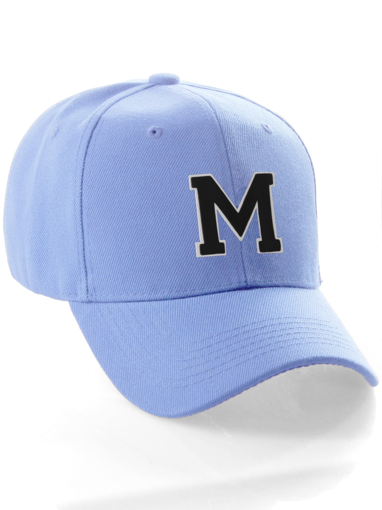 Classic Baseball Hat Custom A to Z Initial Team Letter, Sky Cap White ...