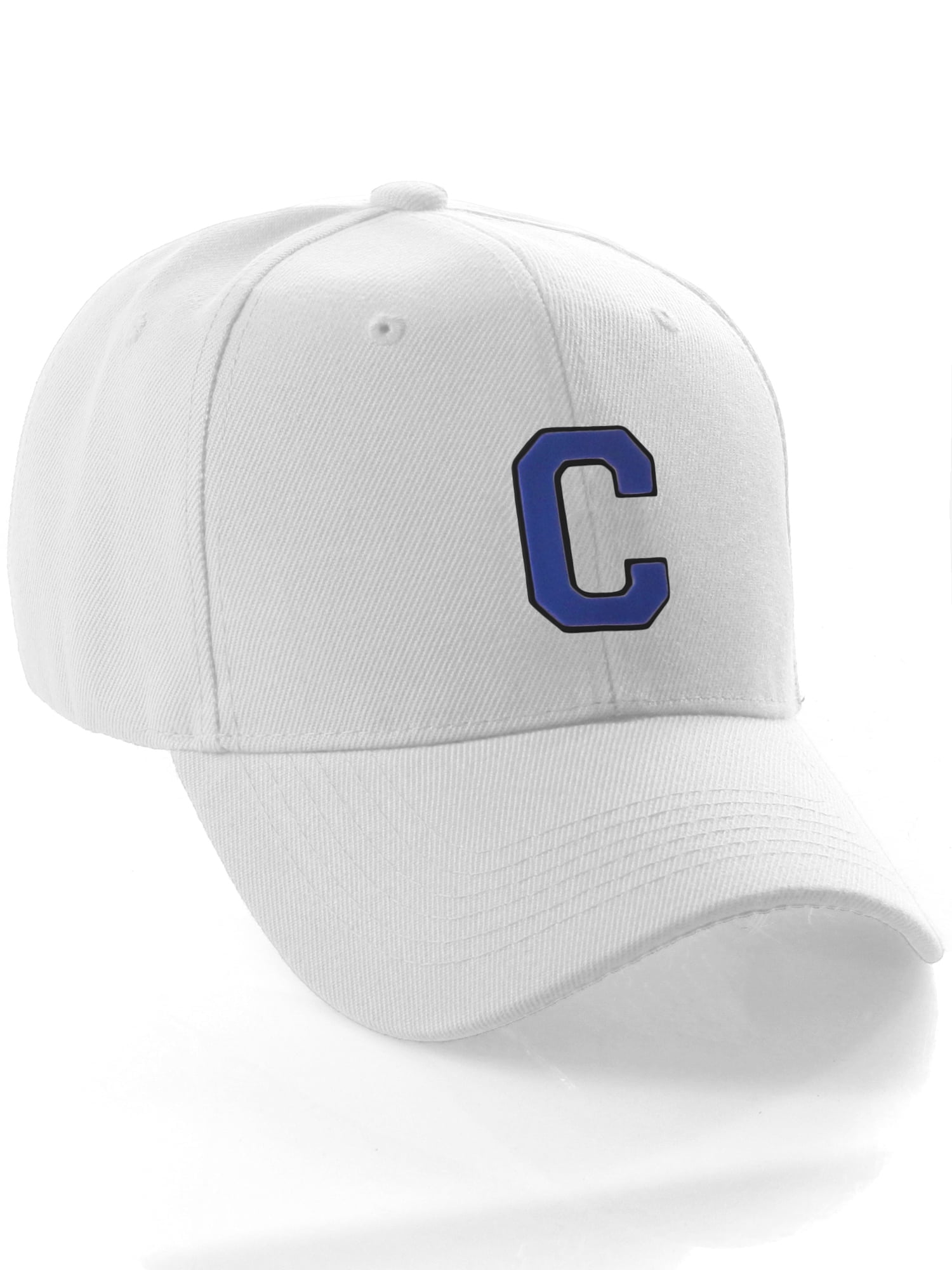 ◆VERUTUM◆ J Initial Two-Tone Ball Cap White Navy HW-BC224/ Classic Baseball Hat Custom A to Z Initial Team Letter