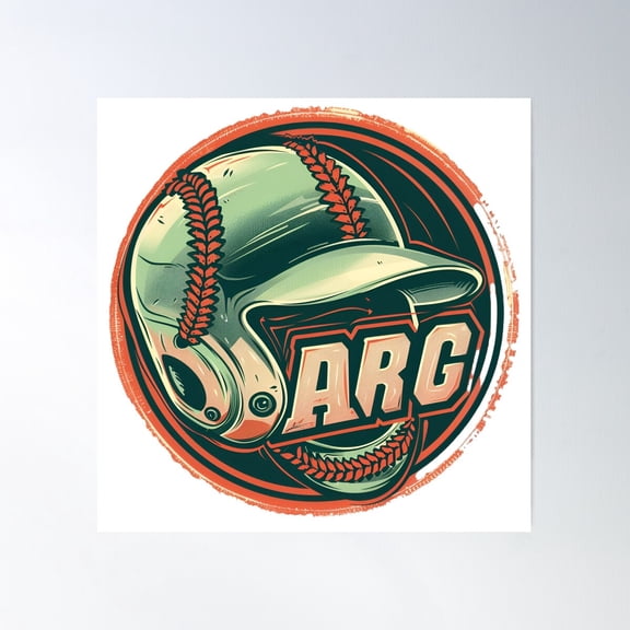 Classic Baseball Helmet With Ball Background Vector Illustration Artwork Poster Wall Art, Modern Wall Decor For Living Room Bedroom, 30x30 UNFRAMED