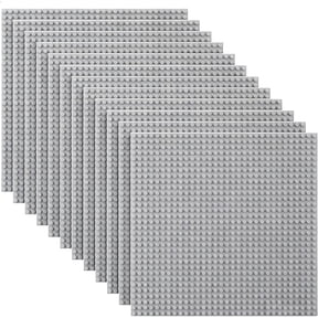 Classic Baseplates Building Base Plates for Building Bricks 100% Compatible with Major Brands-Baseplates 10" x 10", Pack of 12-Grey