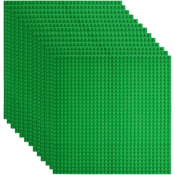 Classic Baseplates Building Base for Building Bricks 100% Compatible with Major Brands-Baseplate 10" x 10", Pack of 12, Green