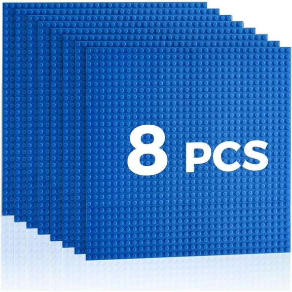 Classic Baseplates Building Plates-8 Pack 10" x 10" Building Boards,100% Compatible with All Major Brands and Activity Table, Creative Building Platforms Mats for Toy Bricks,Blue