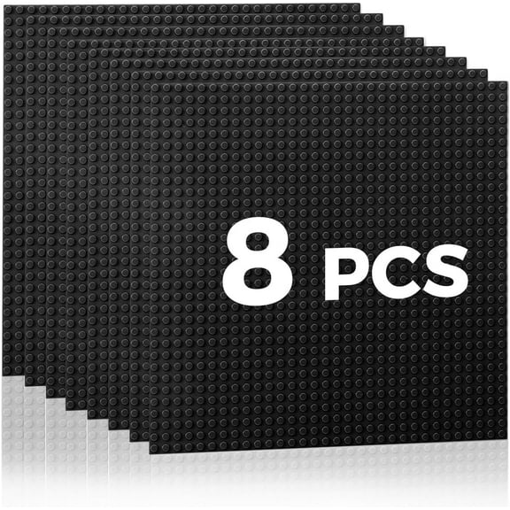 Classic Baseplates Building Plates-8 Pack 10" x 10" Building Boards,100% Compatible with All Major Brands and Activity Table, Creative Building Platforms Mats for Toy Bricks,Black
