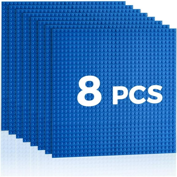 Classic Baseplates Building Plates-8 Pack 10" x 10" Building Boards,100% Compatible with All Major Brands and Activity Table, Creative Platforms Mats for Toy Bricks,Blue