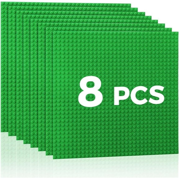 Classic Baseplates Building Plates-8 Pack 10" x 10" Building Boards,100% Compatible with All Major Brands and Activity Table, Creative Platforms Mats for Toy Bricks,Green