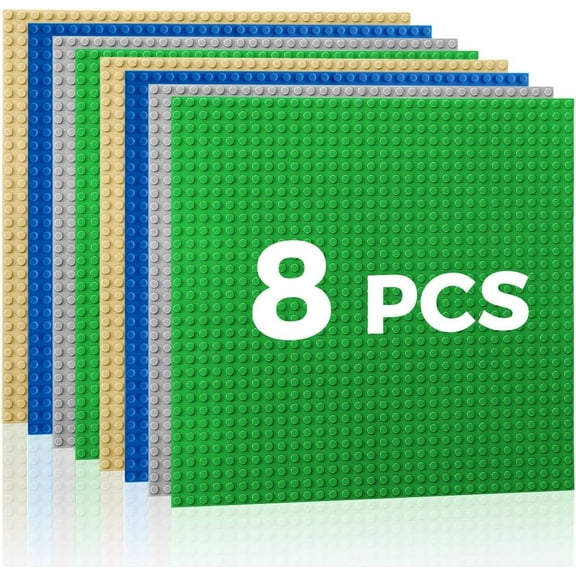 Classic Baseplates Building Plates-8 Pack 10" x 10" Building Boards,100% Compatible with All Major Brands and Activity Table, Creative Platforms Mats for Toy Bricks,Multicolored