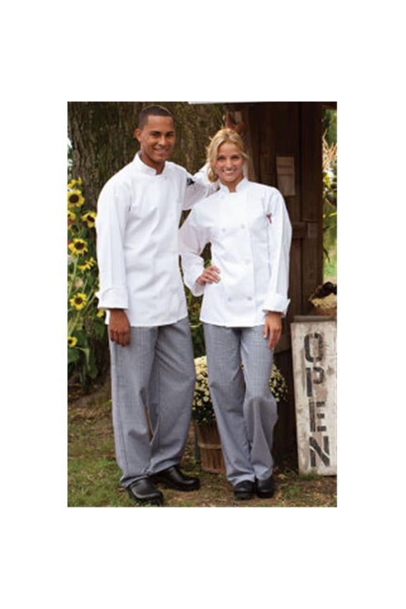 Classic Basic Baggy Chef Pant with 3in. Elastic Waist in Houndstooth - Medium