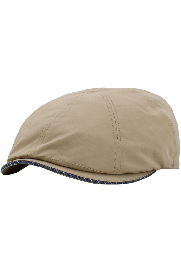 Classic Basic Solid Ivory L/XL Plaid Brim Newsboy Ivy Gatsby Cabbie Ascot Hat Cap Mens