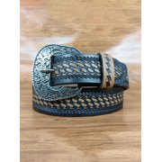 Classic Basket Weave Embossing Pattern Tooled Western Belt