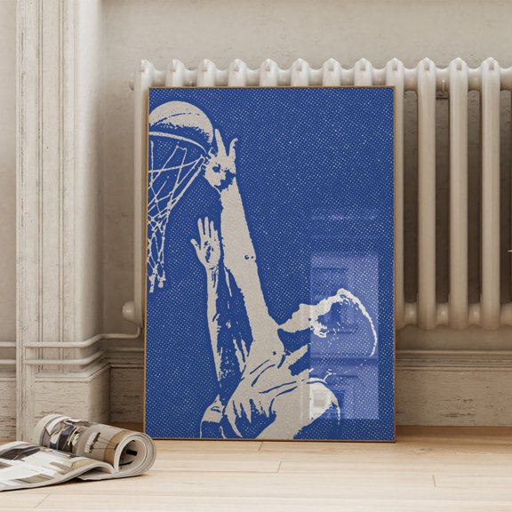 Classic Basketball Art Print Featuring Dunk in Monochrome Style – Size 24x36 Unframed Poster