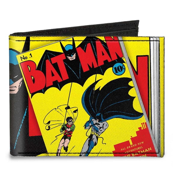 Classic Batman Issue #1 Robin & Batman Logo Close Up Cover Pose Canvas Bi Canvas Bi-Fold Wallet One Size