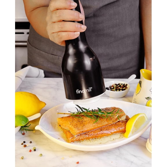 Classic Battery Spice Mill – Battery Operated Salt and Pepper Grinder Set, Includes 2 Interchangeable Spice Pods, Adjustable Coarseness, Ceramic Grinder, LED Light, Kitchen Gifts for Women