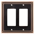 thumbnail image 1 of Classic Beaded Double Decorator Wall Plate, Switch Plate & Cover - Bronze with Copper Highlights, 1 of 1