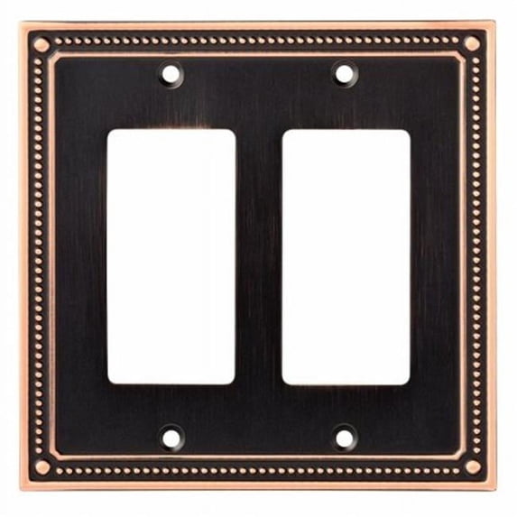 Classic Beaded Double Decorator Wall Plate, Switch Plate & Cover - Bronze with Copper Highlights