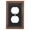 thumbnail image 1 of Classic Beaded Single Duplex Outlet Wall Plate, Switch Plate & Cover - Bronze with Copper Highlights, 1 of 1