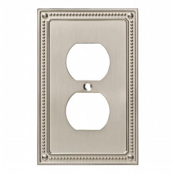 Classic Beaded Single Duplex Wall Plate, Switch Plate & Cover - Satin Nickel