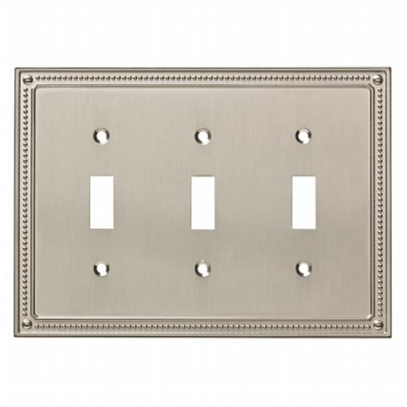 Classic Beaded Triple Switch Wall Plate, Switch Plate & Cover - Satin Nickel