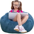 thumbnail image 1 of Classic Bean Bag Chair, with Faux Rabbit Fur Cover for Teens and Kids, Memory Foam Bean Bag Chairs, Ultra Soft Faux Fur Fabric, 2.5 feet Round Fluffy Bean Bag Sofa, 1 of 14