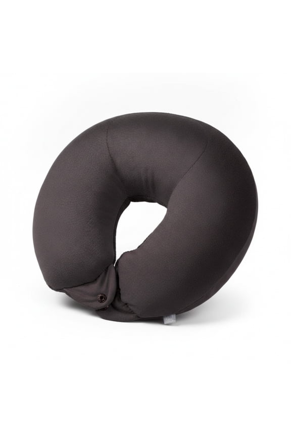 Classic Bean Sleeper Travel Neck Pillow,Ergonomic Horseshoe Pillow with Micro Polybean Filling,Reversible Soft to Fleece Design,Uninterrupted Sleep for Airplane Bus Car Train,Lightweight Travel,Black