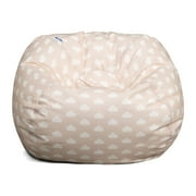 Big Joe Classic Kids Bean Bag Chair, 2 ft Round, Mini Clouds Oat, Easy-Clean SmartMax Fabric, Refillable with Built-in Handle