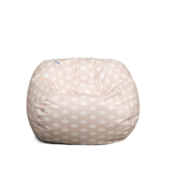 Big Joe Classic Kids Bean Bag Chair, 2 ft Round, Mini Clouds Oat, Easy-Clean SmartMax Fabric, Refillable with Built-in Handle