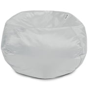 Big Joe Classic Kids Bean Bag Chair, 2 ft Round, Gray, Easy-Clean SmartMax Fabric, Refillable with Built-in Handle
