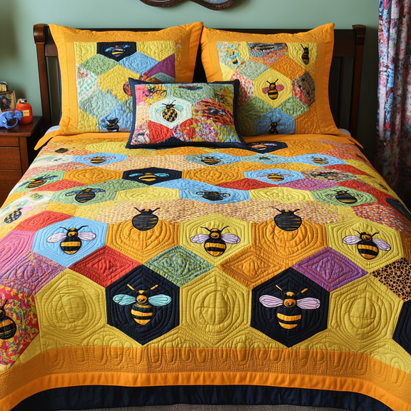 Classic Bee 3-Piece Quilted Bedding Set