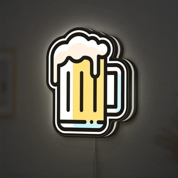 Classic Beer Mug 3D Novelty Light Box, Bar Lamp Decor, Pub and Food Theme Light for Beer Lovers and Party Lovers (Width 8 inch, 20cm)