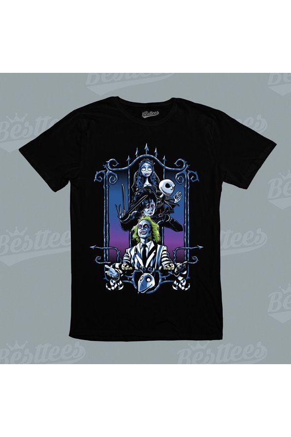 Classic Beetle Juice Corpse Bride Edward Scissorhands Horror Theme Tee T Shirt