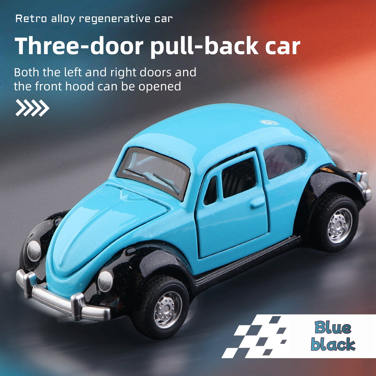 Classic Beetle mini alloy car pull-back drive car model, three doors ...