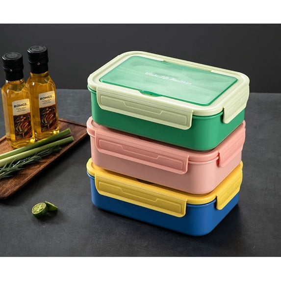 Classic Bento Box Adult Lunch Box - Leakpoof 1100ML inner tank 3-Compartment Containers for Adults and Teens, Built-in Utensil Set, Ideal for On-the-Go Balanced Eating