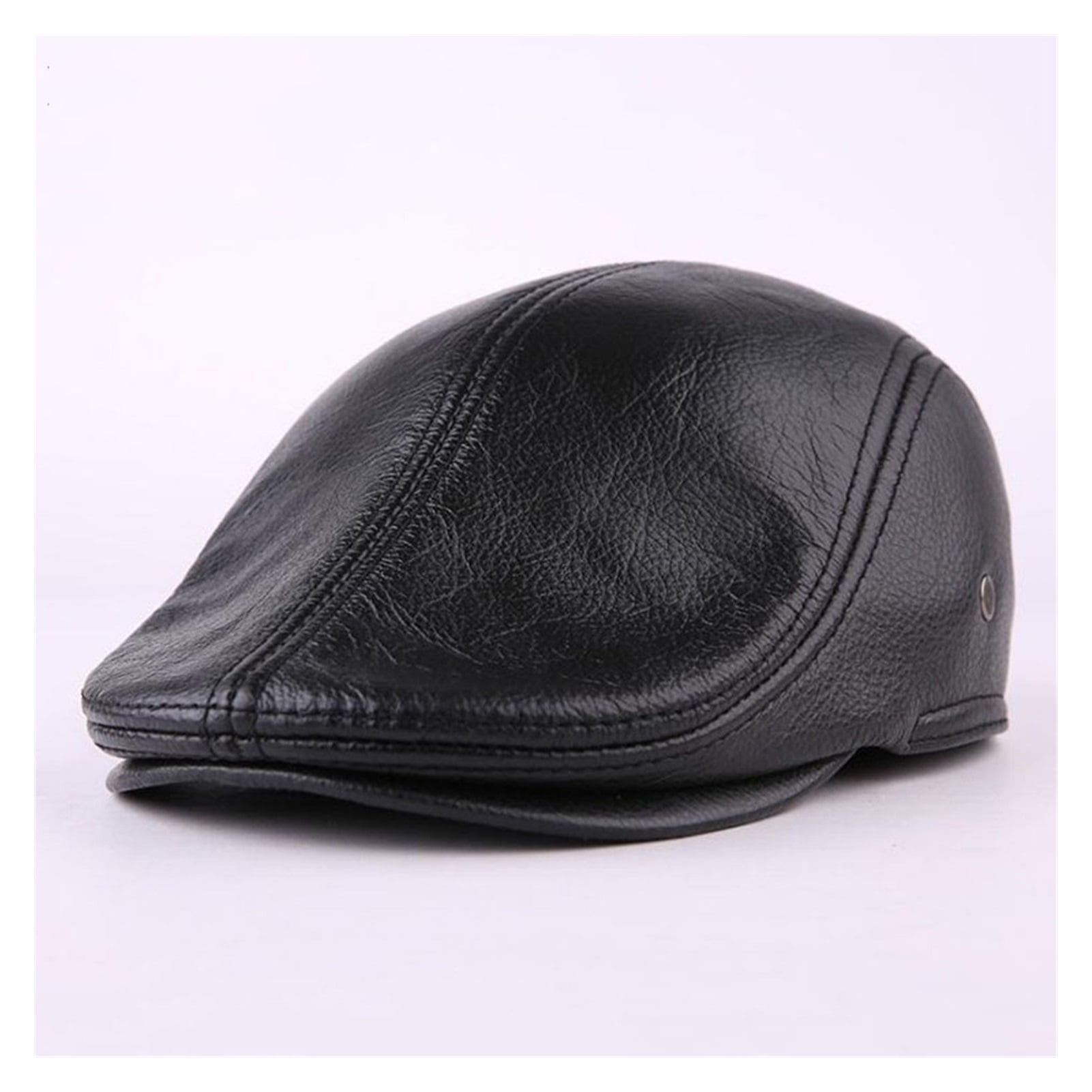 Classic Beret Caps Men Warm Genuine Leather Caps Windproof Duckbill Hat ...