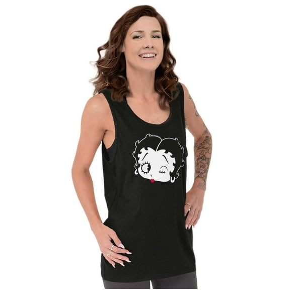 Classic Betty Boop Cartoon Head Wink Tank Top Tee Shirt Women Brisco Brands S