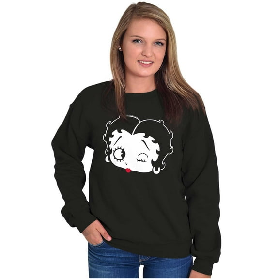 Classic Betty Boop Cartoon Head Wink Women Plus Size Sweatshirt Brisco Brands 3X