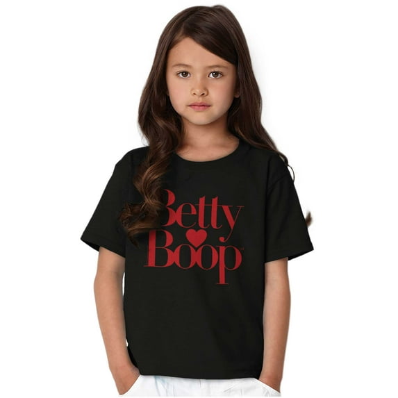 Classic Betty Boop Cartoon Heart Logo Girls Kids T Shirt Tees Teen Brisco Brands X